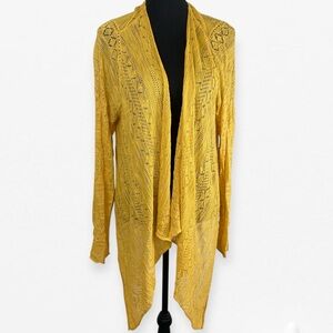 Torrid yellow Open-Front Asymmetrical waterfall drape knit Cardigan plus size 2